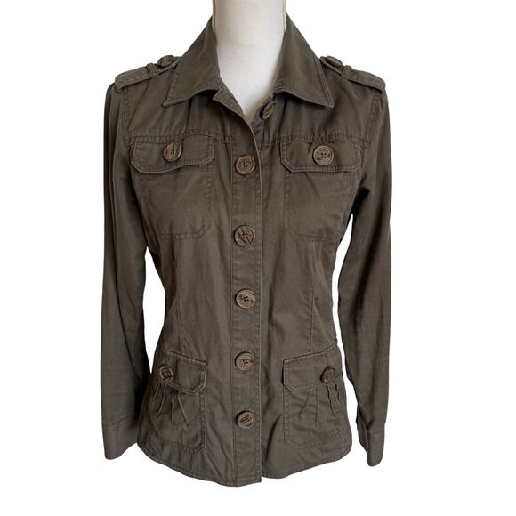 Cabi Jacket 493 Military Ambush S Small Khaki Green Buttons Linen Blend Army - Picture 1 of 9